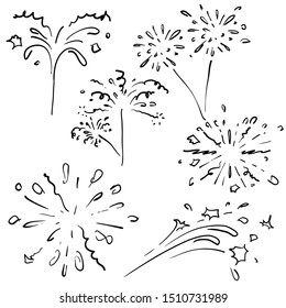 doodle Festive fireworks, Celebration party firework, festival firecracker illustration collection handdrawn style