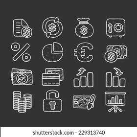 Doodle finance icon set