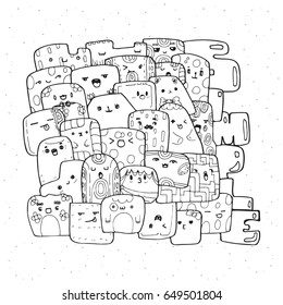 doodle the find the simple hand drawn vector illustration with cute monster