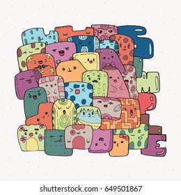 doodle the find the simple hand drawn vector illustration with cute monster