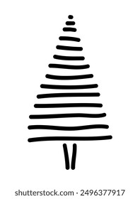 Doodle fir tree set. Hand drawn various Christmas trees isolated on a white background. Vector illustration