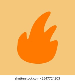 Doodle fire, flame. Orange flame in abstract style. Flat fire. Fire sign. Vector Illustration