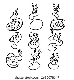 handgezeichnetes Element zum Sammeln von Doodle-Feuerflammen