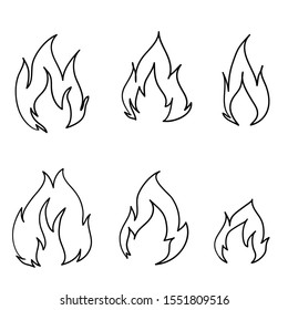 doodle fire icon illustration and hand drawn cartoon line art style