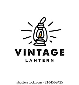 doodle fire Lantern logo, classic old fashioned lantern post, Classic lamp logo icon design , Restaurant Vintage Logo design vector