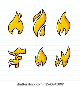 doodle fire logo, vector illustration