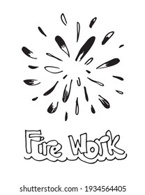 doodle fire work isolated on white background hand drawn from fire work. design elements. vector illustration.