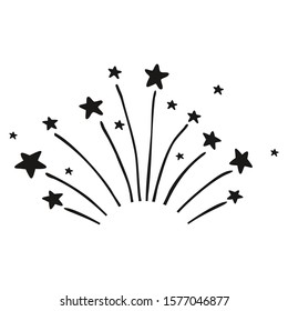 Doodle fireworks. Vector illustration of fireworks. 