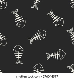 doodle fish bone seamless pattern background