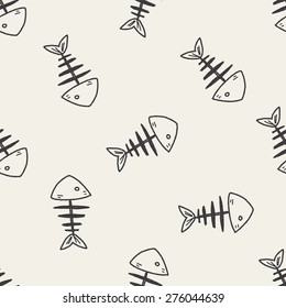 doodle fish bone seamless pattern background