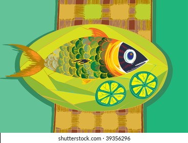 doodle fish dish with lemons