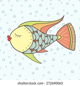 Doodle fish. Hand drawn vector illustration