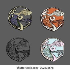 Doodle fish. Hand drawn vector illustration