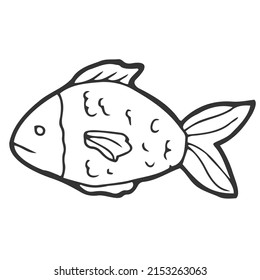 Doodle fish icon. Vector illustration. Isolated on white. Hand-drawn style.