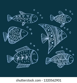 Doodle fish illustration.