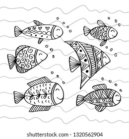 Doodle fish illustration.
