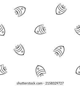 doodle fish seamless pattern. random fish seamless pattern.