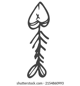 Doodle fish skeleton sketch. Vector line icon