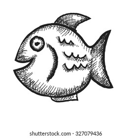 doodle fish, vector illustration