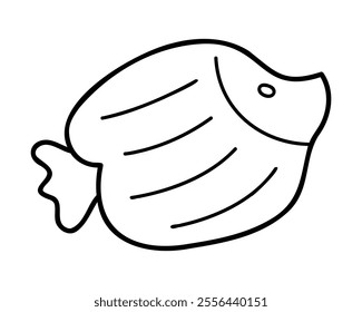 Doodle fish in white and black. Clip art for your projects.