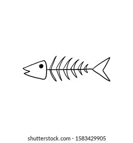 doodle fishbone illustration handdrawn doodle isolated on white