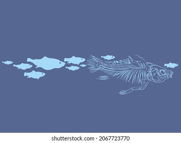 doodle and fishbone structure vector