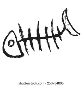 doodle fishbone, vector illustration design element