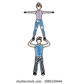doodle fitness man and woman exercise training