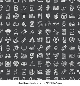 doodle fitness, seamless pattern background