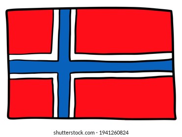 Doodle flag norway hand drawn . Sketch Vector illustration