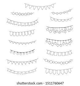 Doodle Flags Anuncio Set Elementos de Vector dibujados a mano