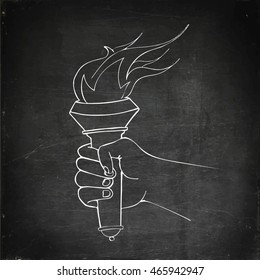 Doodle flaming torch  Hand drawn vector stock illustration  Chalk board drawing 