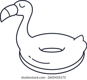 Doodle Flamingo Shape Pool Ring Vector Illustration