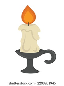 Doodle flat clipart. Antique wax candle. All objects are repainted.