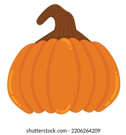 Doodle flat clipart. Big pumpkin from autumn harvest. All objects are repainted.