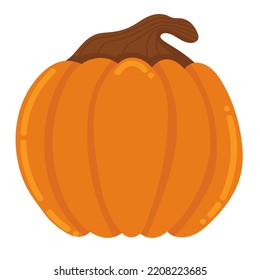 Doodle flat clipart. Big pumpkin from autumn harvest. All objects are repainted.