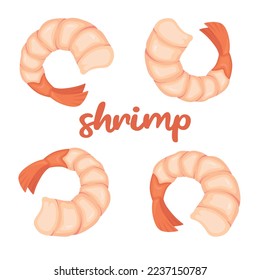 Doodle flat clipart. Cleaned shrimp. All objects are repainted.