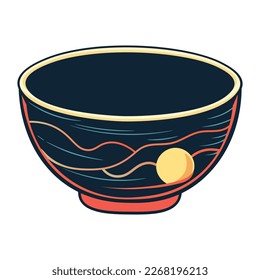 Doodle flat clipart. Confusing Asian bowl. All objects are repainted.