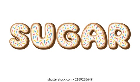 Doodle flat clipart. Cool inscription from donuts. To create charming unique cards for the holiday.