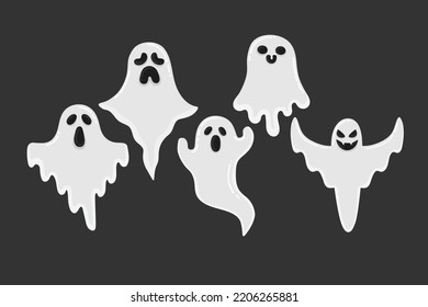 Doodle Flat Clipart Creepy Ghost Halloween Stock Vector (Royalty Free ...