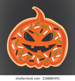 Doodle flat clipart. Cute cookie pumpkin. To create charming unique cards for the holiday. All objects have been repainted.