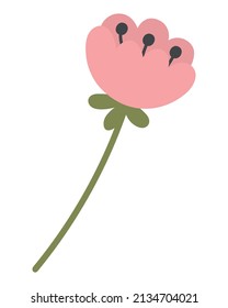 Doodle flat clipart cute flower. Easy to change color.