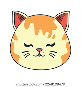 Doodle flat clipart. Cute muzzle of a chubby cat. All colors are easy to change.
