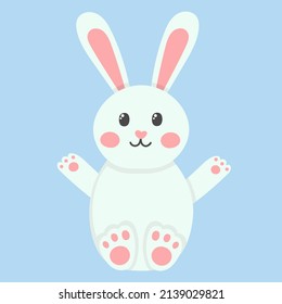 doodle flat clipart cute sitting easter bunny with egg