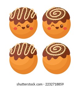 Doodle flat clipart. Cute takoyaki, Asian street food. All objects are repainted.