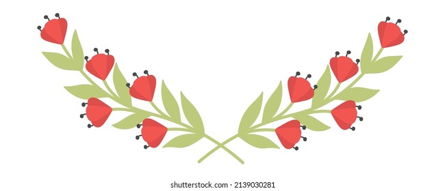 doodle flat clipart delicate spring wreath of flowers and branches
