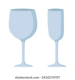 Doodle flat clipart. Empty drink glass