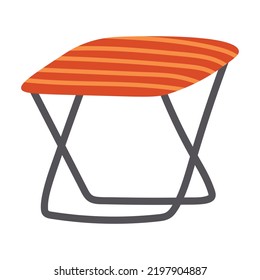 Doodle flat clipart. Folding travel chair. All objects are repainted.