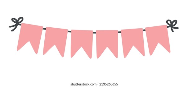 doodle flat clipart garland with flags