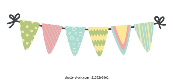 doodle flat clipart garland with flags